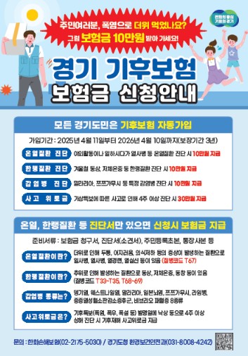 경기 기후보험 보험금 신청 안내 ⓒ 경기도
