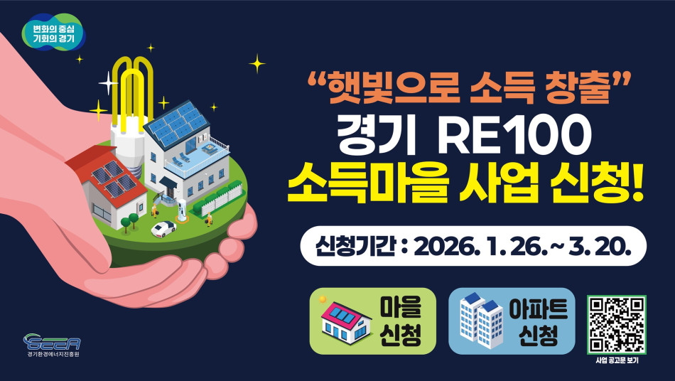 경기도가 올해 200개 &lsquo;경기 RE100 소득마을&rsquo;을 지원하기 위해 참여자를 모집하고 있다. ⓒ 경기도청