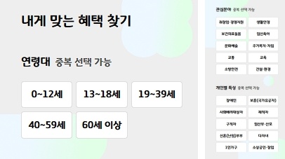 △ 연령대(왼쪽), 관심 분야/개인별 특성 &copy; 나의 경기 혜택 리포트