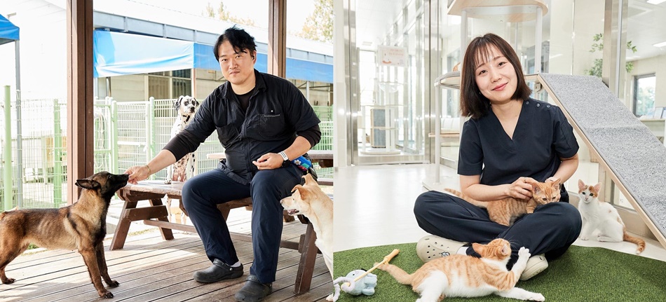 김두열 실무관(강아지 교육담당, 사진 왼쪽)과 황규연 실무관(고양이 교육담당). ⓒ 경기뉴스광장 김지호