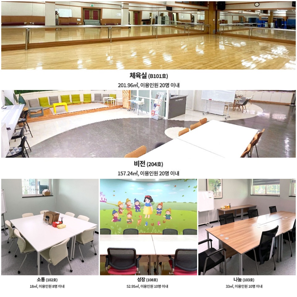 체육실, 소회의실 등 총 5개 공간으로 구성된 커뮤니티 공간. ⓒ경기도여성비전센터
