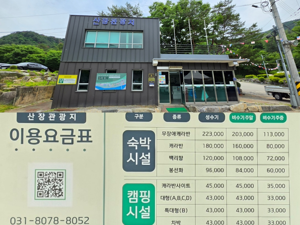 산장국민관광지 관리사무소 / 이용 요금표 ⓒ 최병용 기자