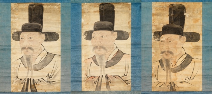 조선 중기의 관리이자 학자인 송준(1564~1643)의 초상화 밑그림 세 점. ⓒ 경기도박물관