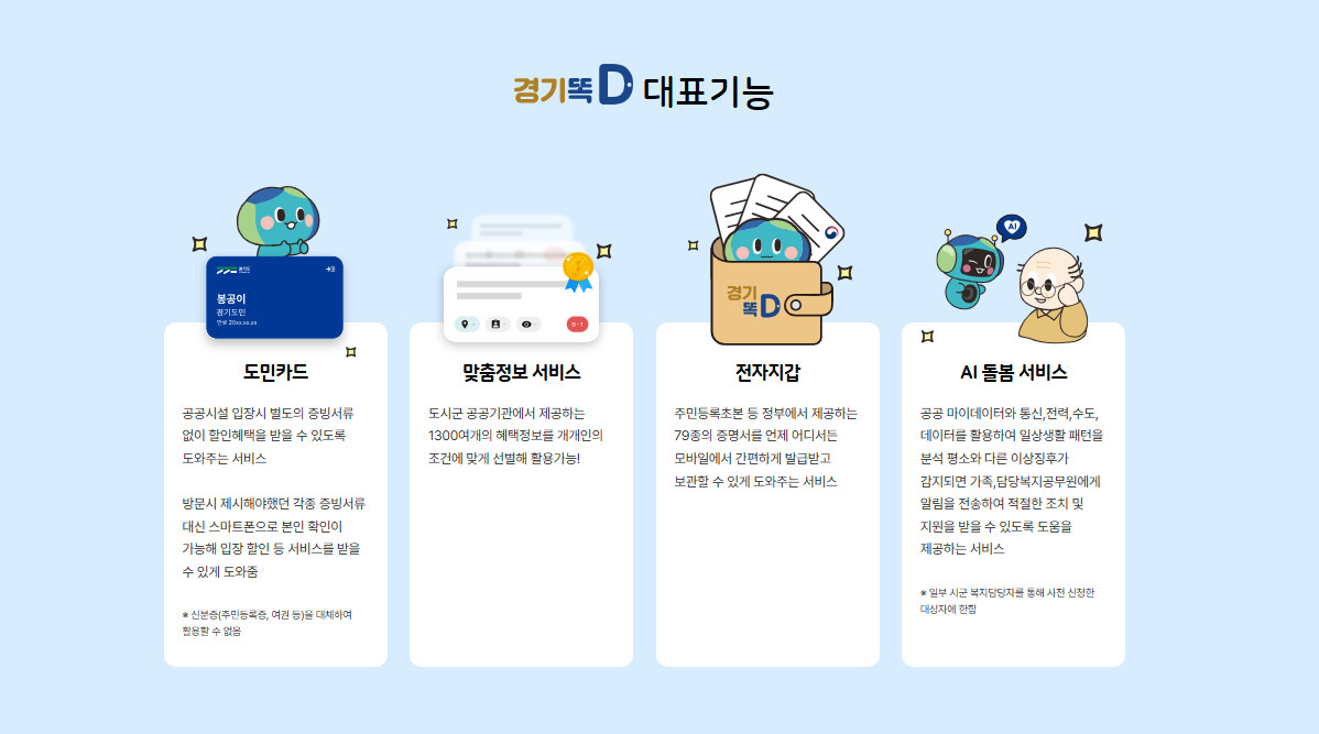 경기똑D의 대표기능. ⓒ 경기도청