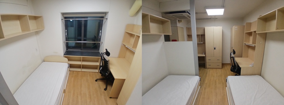 경기도기숙사 3인실 1인 구역(좌)과 2인 구역(우) 내부 모습. ⓒ경기도청