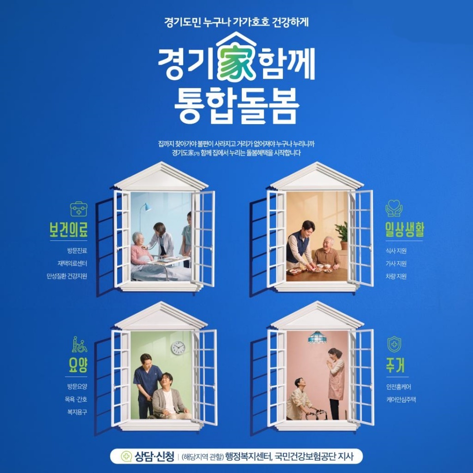 경기도 통합돌봄 서비스는 노쇠, 장애, 질병 등으로 일상생활에 어려운 도민을 위해 의료, 요양, 건강관리, 일상생활 지원을 연계해 제공하는 제도이다. ⓒ 경기도청 