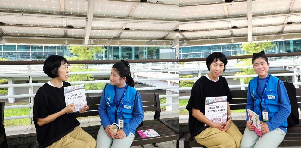 ▲ &lsquo;2026년 제8회 용인 북 페스티벌&rsquo; 빈칸놀이터 부스의 곽미숙 작가와의 인터뷰 Ⓒ 서승연 기자