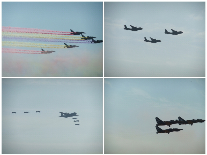 차례로 소개되는 대한민국 공군 항공기들의 모습.