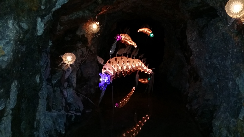 빛으로 표현한 동굴에 사는 생명체들