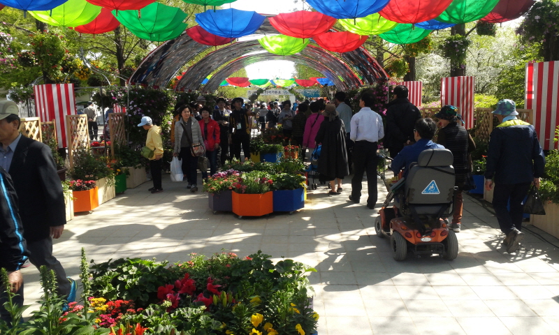 다양한 꽃을 구경하기 위해 많은 사람들이 박람회장을 찾았다.