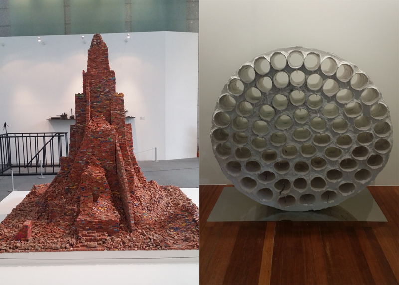 영국 출신 앤드류 버튼의 작품 ‘무너지는 것들’(왼쪽), 뉴질랜드 출신 러윈 앳킨슨의 작품 ‘깊은 시간’(오른쪽)