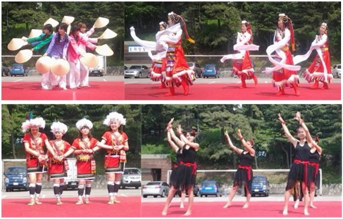 다양한 국가의 전통 춤을 보여주고 있는 상설공연 참가팀들