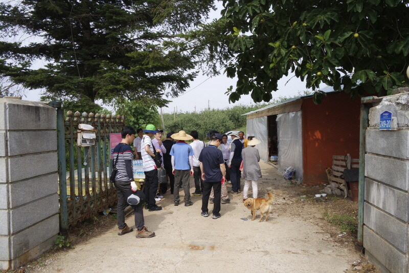 경기도청 공무원들이 일손 돕기를 위해 평택의 한 사과농장을 방문했다.
