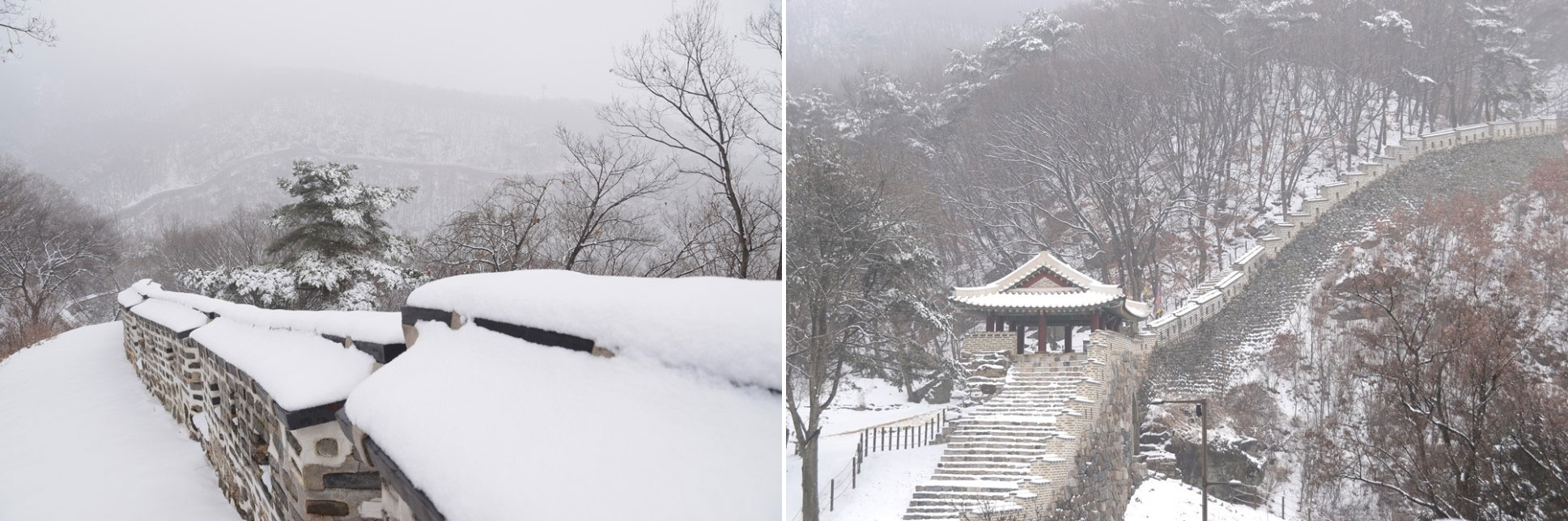 겨울의 끝자락에서 얻은 기회! 설국을 연상케 하는 `남한산성 성곽길` 설경 트레킹