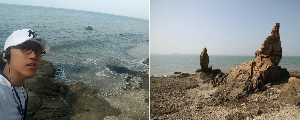 바닷가에는 할아배 바위와 할매 바위가 있다. 