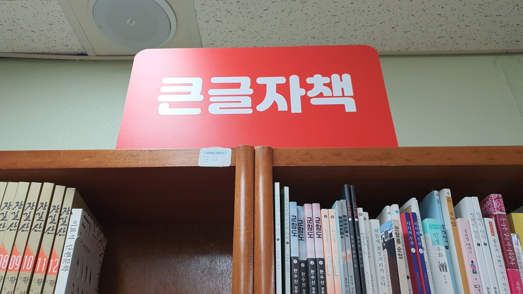 성남시 분당도서관 문헌정보실에 배치된 큰 글자책 