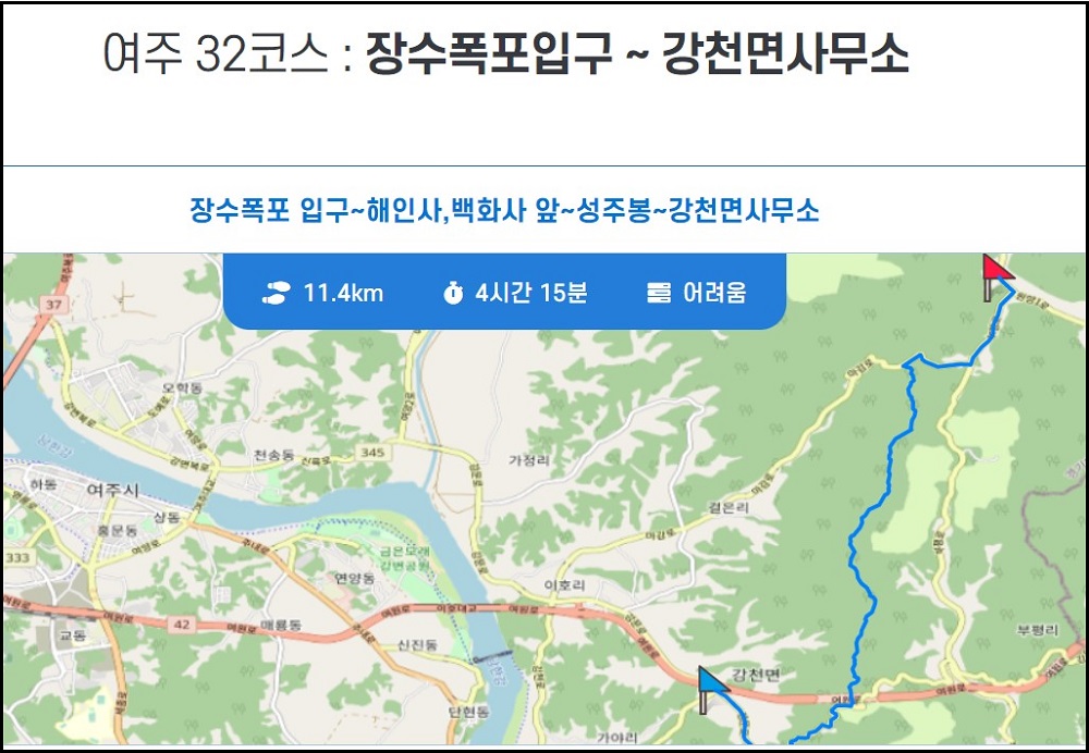 ‘경기둘레길 경기물길 여주 32코스’ 안내 지도. 