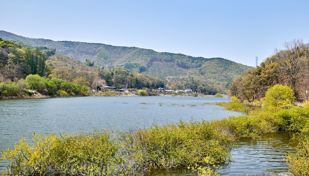 ‘마둔호수’에선 푸르고 넓은 호수를 배경으로 찍는다면 어디든 포토존이 된다.