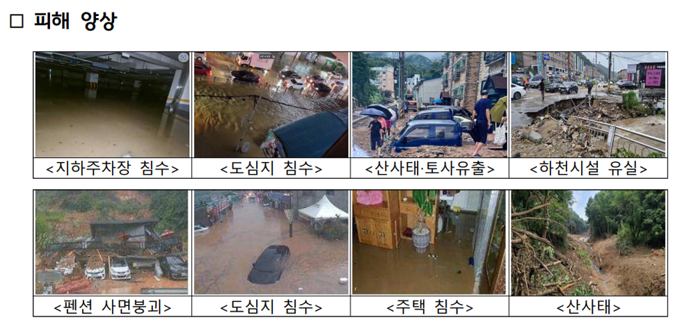 경기도에서는 최근 10년간(2013~2022년) 호우와 태풍으로 19명의 인명피해와 3,795억 원의 재산 피해가 발생했다.