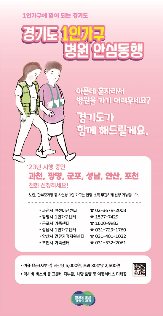 ‘경기도 1인가구 병원 안심동행’ 서비스 웹 포스터.