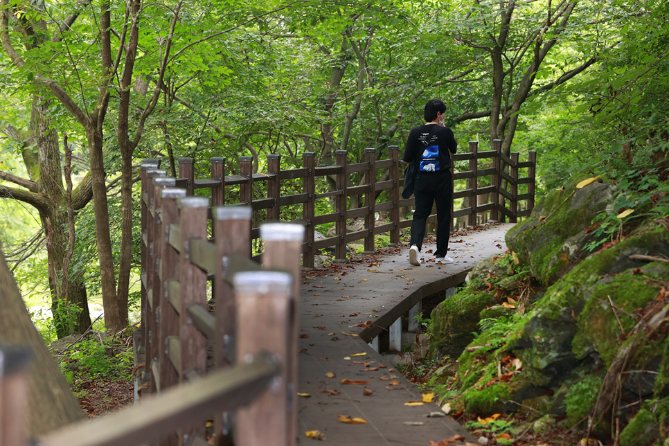 연인산도립공원에는 오감을 만족시키는 산책로 ‘소릿길’과 아이들을 위한 ‘숲놀이터’까지 다양한 즐길거리가 있습니다.