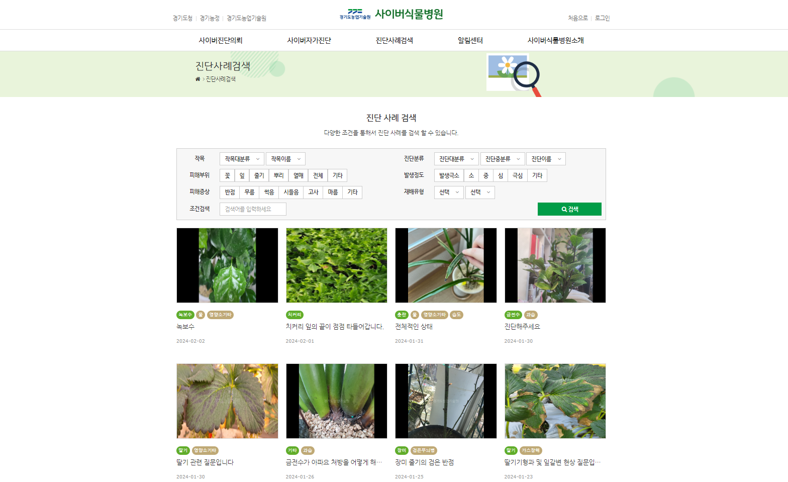 경기도농업기술원이 운영하는 ‘경기도 사이버식물병원’.
