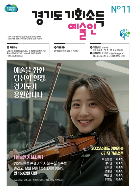 예술인들의 지속적인 창작활동과 도민들의 일상 속 문화예술 향유기회를 확대하고자 시행하는 ‘예술인 기회소득’은 올해도 28개 시·군에서 1만 5천여 명을 대상으로 시행되고 있다.