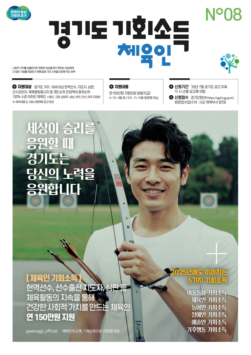 경기도의 대표 체육 정책인 ‘체육인 기회소득’이 올해 지급 대상과 범위를 확대해 7월부터 시군별 접수를 시작한다.
