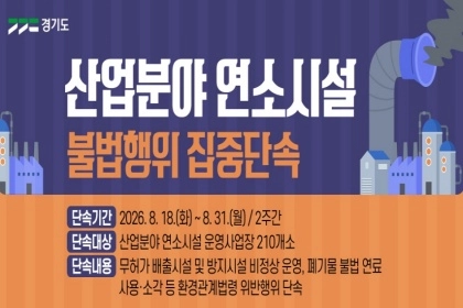 “불법 연료 사용‧무허가 운영 꼼짝 마!”…경기도, 산업분야 연소시설 집중단속