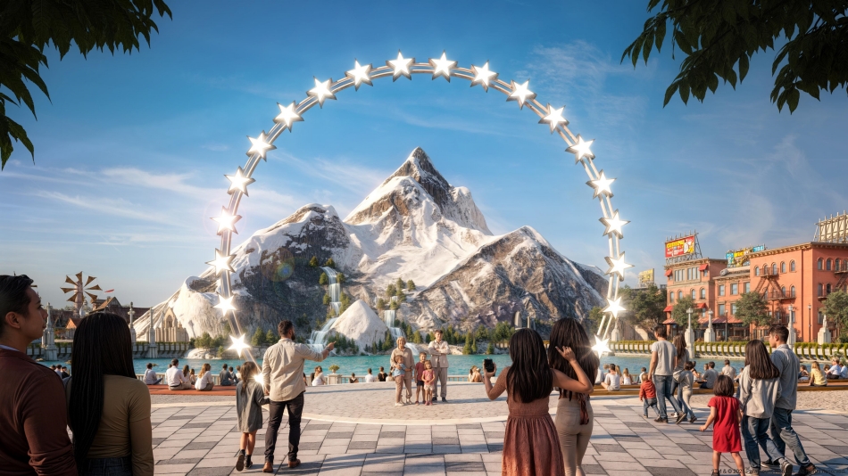 파라마운트 브랜드가 활용되는 화성 국제테마파크는 그간 미디어로만 만나볼 수 있었던 파라마운트의 환상적인 콘텐츠 세계를 현실에서 직접 경험할 수 있도록 조성할 예정이다. 화성 국제테마파크의 조감도. @ 경기도청