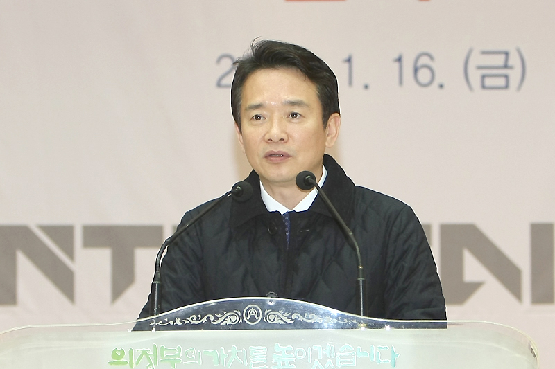 남경필 지사가 협약식에서 인사말을 하고 있다. 남 지사는 “이번 K-POP 클러스터 조성 합의가 경기도와 대한민국 문화산업 발전의 초석이 될 것이라고 확신한다”고 밝혔다.