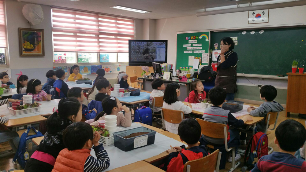 경기도농업기술원은 화성시창의지성교육지원센터와 함께 유치원, 초·중·고등학생을 대상으로 학교로 찾아가는 도시농업 체험교육을 올해 11월까지 운영한다. 자료사진.