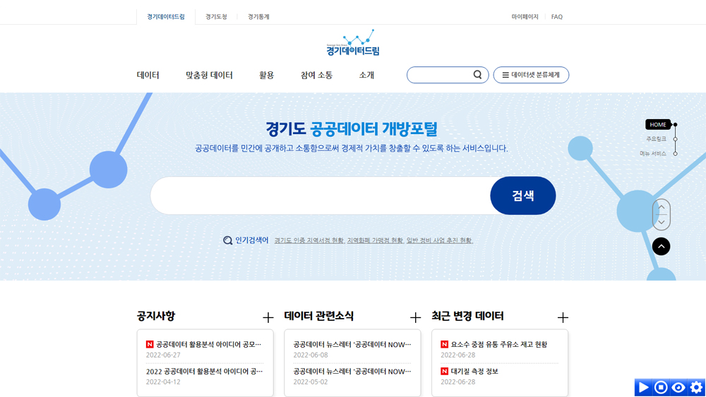 경기도는 지난 2015년 경기데이터드림 서비스를 시작해 지금까지 총 2,400여 건의 공공데이터를 개방했다. 