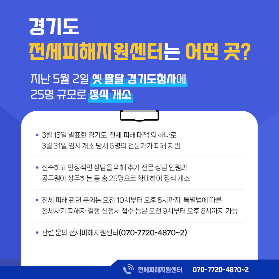 경기도 전세피해지원센터에는 신속하고 안정적인 상담을 위해 총 25명의 직원이 상주하고 있습니다.
