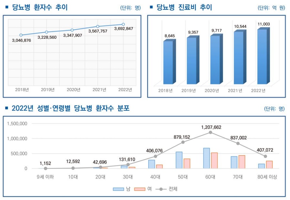 2022년 국내 당뇨병 통계.