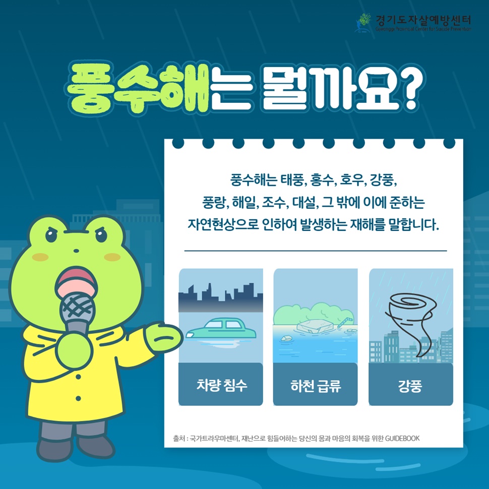 풍수해는 태풍, 홍수, 호우, 강풍, 풍랑, 해일, 조수, 대설, 그 밖에 이에 준하는 자연현상을 인하여 발생하는 재해를 말합니다.